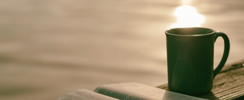 coffee by the lake sunset