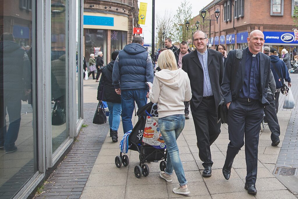 Bishop Pete and Malcolm in Rotherham centre
