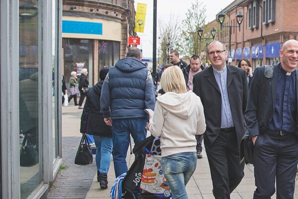 Bishop Pete and Malcolm in Rotherham centre