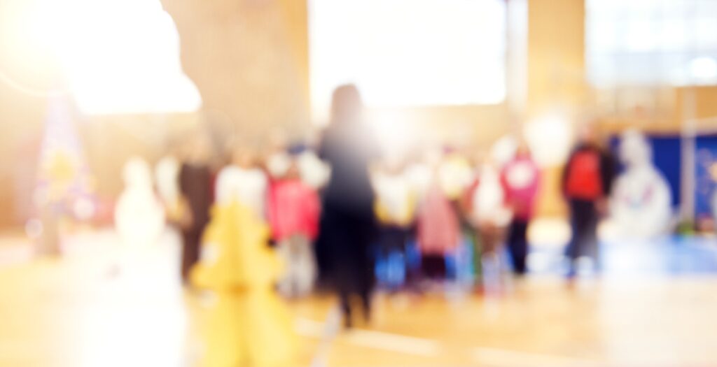 Young adults church choir, defocused