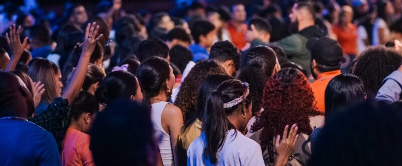 A crowd of people at a church event