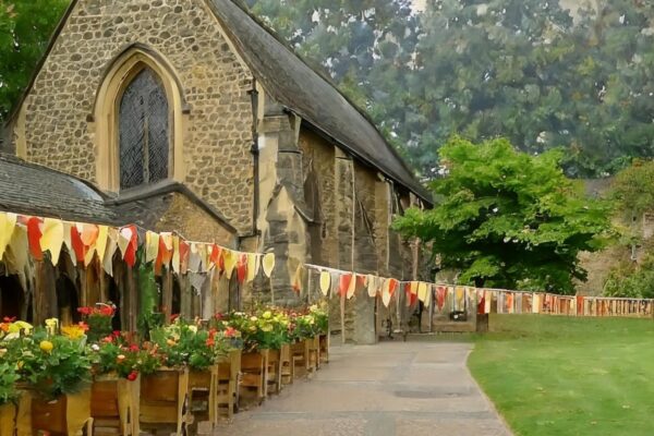 Church fete with bunting